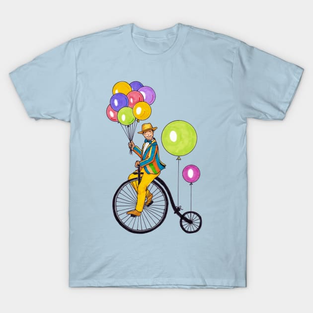 Bicycle Balloon Man T-Shirt by katydidkay